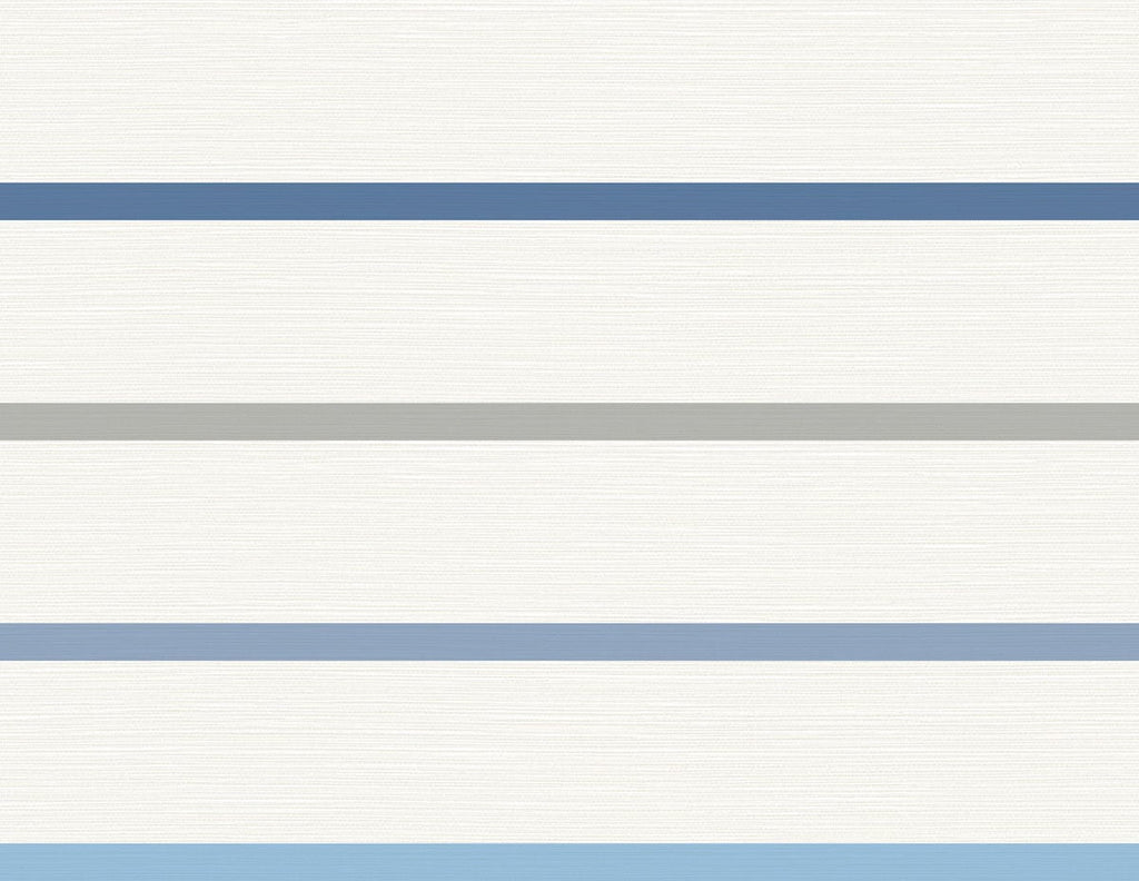 Malibu Crew Stripe Wallpaper - Coastal Stripe - Air Force Blue, Gray, and Eggshell | Malibu Wallpaper