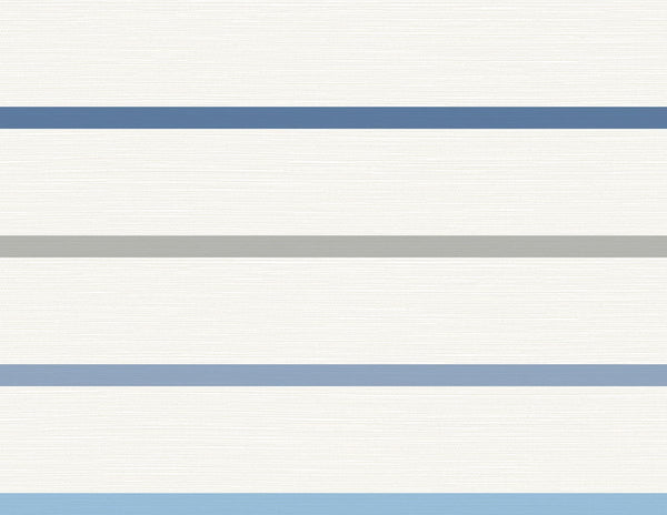 Malibu Crew Stripe Wallpaper - Coastal Stripe - Air Force Blue, Gray, and Eggshell | Malibu Wallpaper