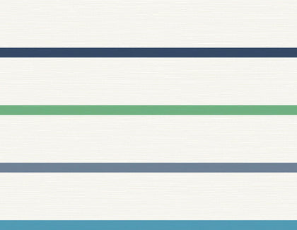 Crew Stripe Coastal Stripe - Midnight Blue, Spearmint, and Eggshell | Architectural Wallcoverings