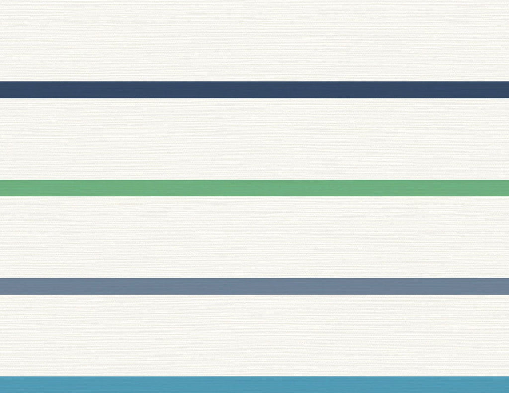 Malibu Crew Stripe Wallpaper - Coastal Stripe - Midnight Blue, Spearmint, and Eggshell | Malibu Wallpaper