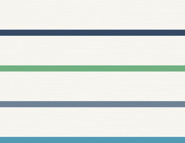 Malibu Crew Stripe Wallpaper - Coastal Stripe - Midnight Blue, Spearmint, and Eggshell | Malibu Wallpaper