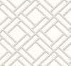 Malibu Block Trellis Wallpaper - Coastal Geometric - Metallic Silver and Eggshell | Malibu Wallpaper