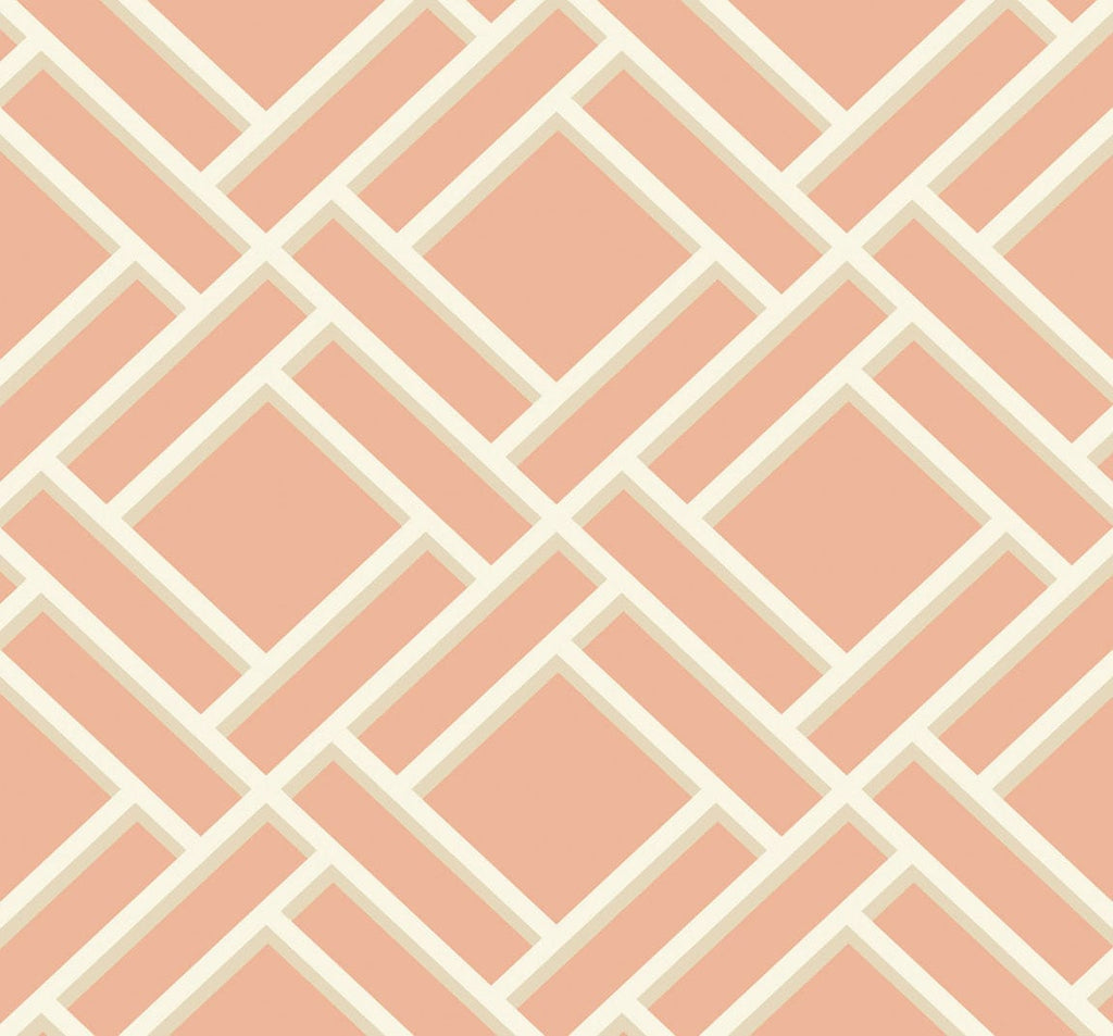 Malibu Block Trellis Wallpaper - Coastal Geometric - Melon and Arrowroot | Malibu Wallpaper