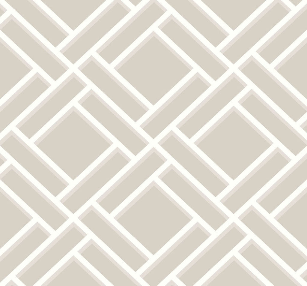 Malibu Block Trellis Wallpaper - Coastal Geometric - Cove Gray and Fog | Malibu Wallpaper
