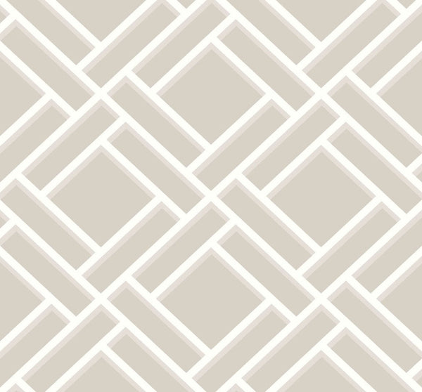 Malibu Block Trellis Wallpaper - Coastal Geometric - Cove Gray and Fog | Malibu Wallpaper