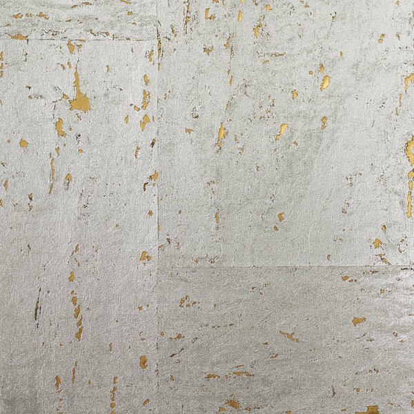 Fentucci Cork Contemporary Grasscloth - Silver Birch & Metallic Gold | Architectural Wallcoverings