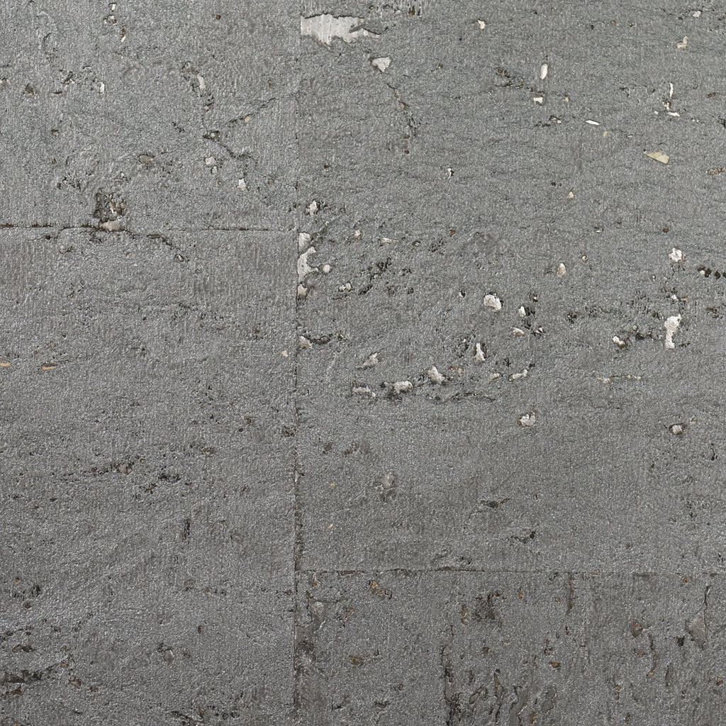 Fentucci Cork Wallpaper - Contemporary Grasscloth - Graphite & Metallic Silver | Malibu Wallpaper