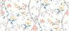 Fentucci Southport Floral Trail Fabric Wallpaper - Coastal Chinoiserie - Eggshell, Melon, and Carolina Blue | Fentucci