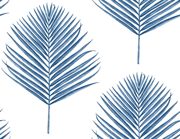 Malibu Ps Maui Palm Coastal Botanical - Coastal Blue | Peel and Stick Removable Wallcovering