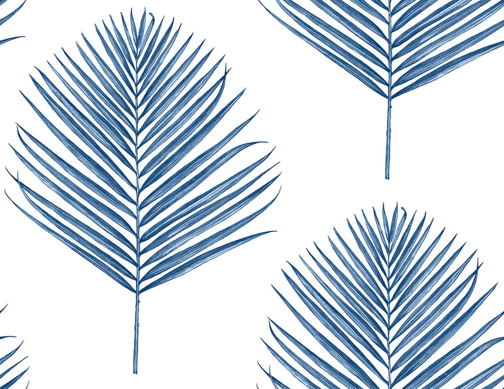 Malibu PS Maui Palm Coastal Botanical - Coastal Blue | Peel and Stick Removable Wallpaper