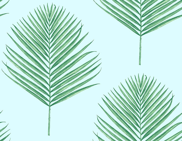 Malibu Ps Maui Palm Coastal Botanical - Celeste & Jade | Peel and Stick Removable Wallcovering