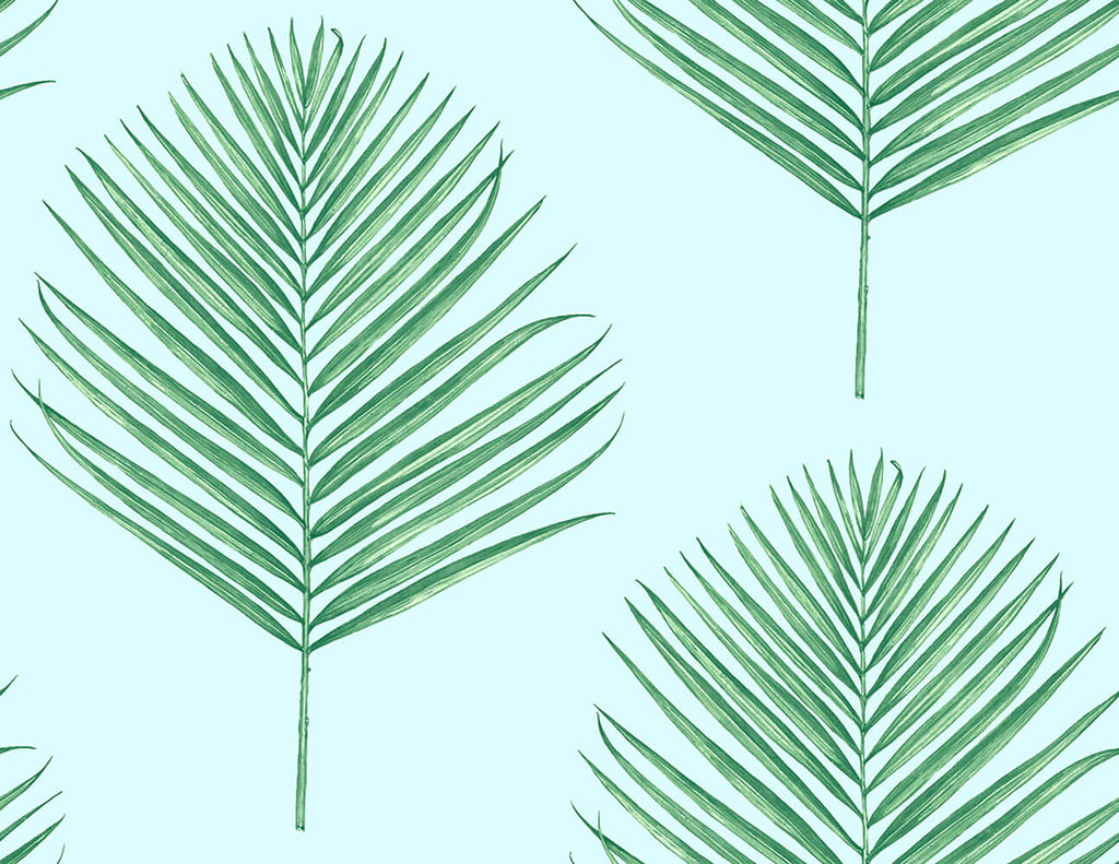 Malibu PS Maui Palm Coastal Botanical - Celeste & Jade | Peel and Stick Removable Wallpaper