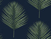 Malibu PS Maui Palm Coastal Botanical - Midnight Blue & Paradise Green | Peel and Stick Removable Wallpaper