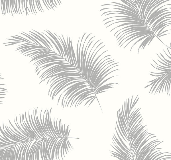 Malibu Ps Tossed Palm Coastal Botanical - Alloy | Peel and Stick Removable Wallcovering