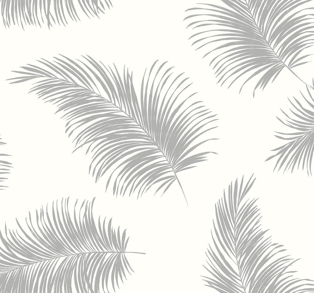 Malibu PS Tossed Palm Coastal Botanical - Alloy | Peel and Stick Removable Wallpaper