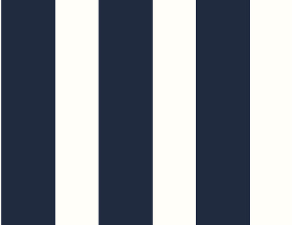 Malibu Ps Designer Stripe Coastal Stripes - Midnight Blue & White | Peel and Stick Removable Wallcovering