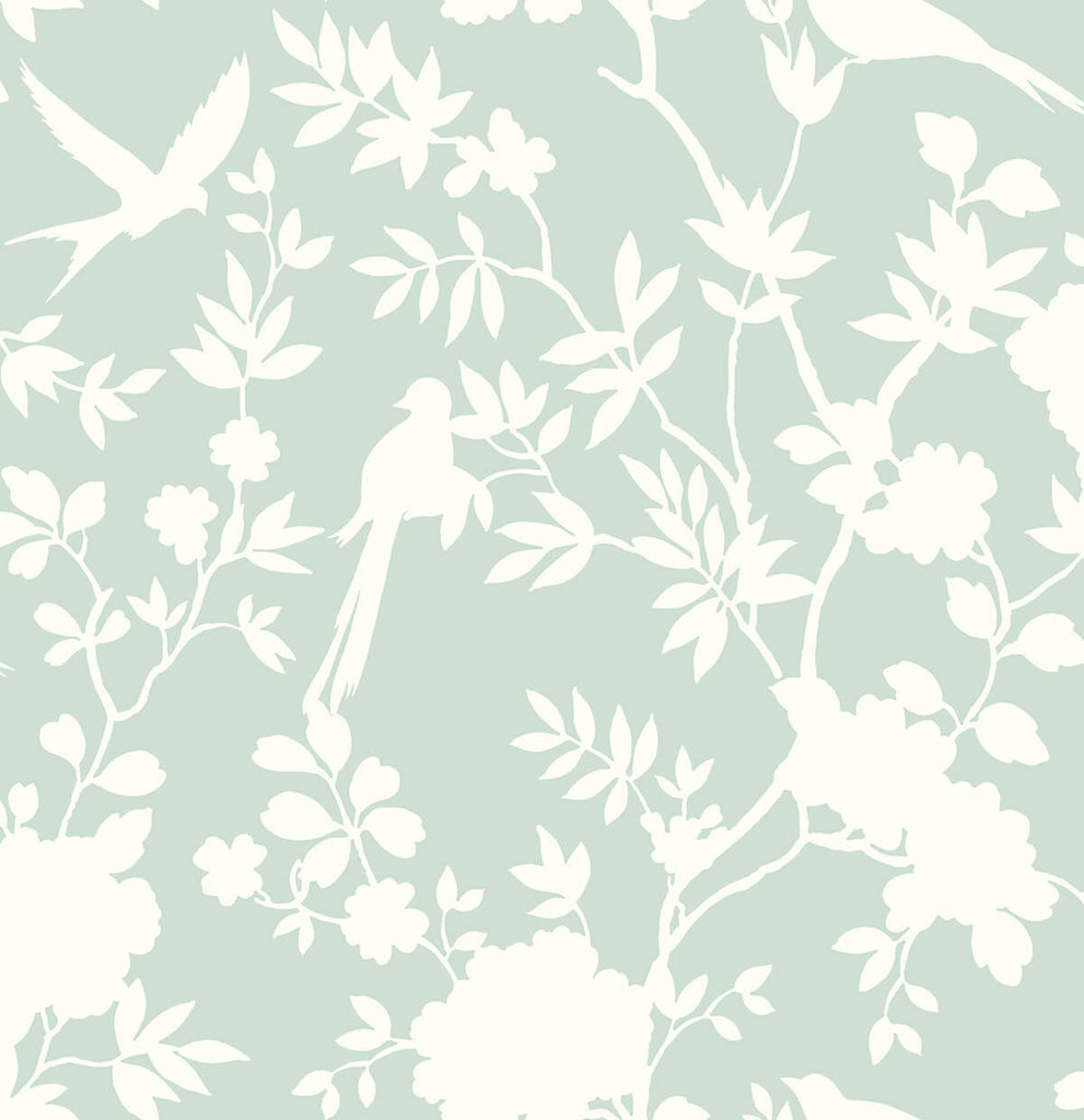 Malibu PS Mono Toile Coastal Chinoiserie - Seaglass | Peel and Stick Removable Wallpaper