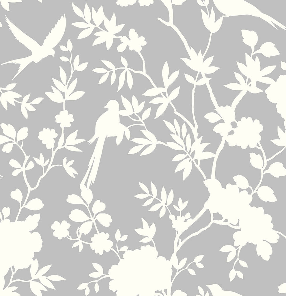 Malibu PS Mono Toile Coastal Chinoiserie - Harbor Mist | Peel and Stick Removable Wallpaper