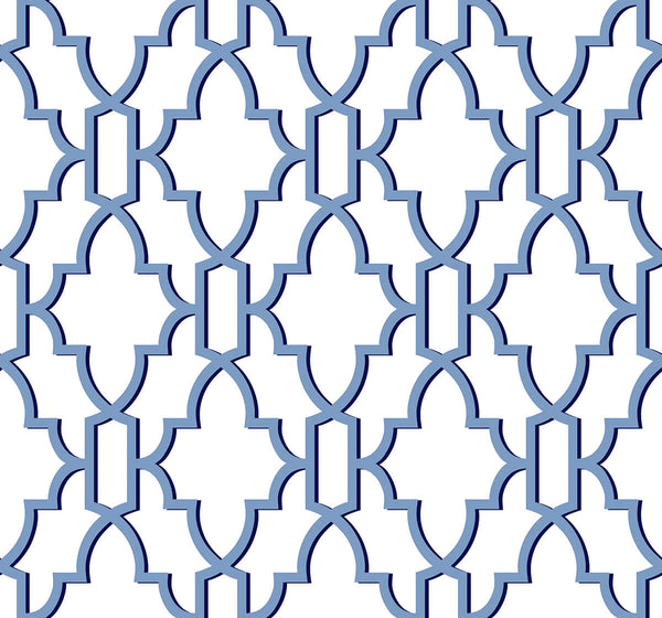 Malibu Ps Coastal Lattice Coastal Geometric - Riviera Blue | Peel and Stick Removable Wallcovering