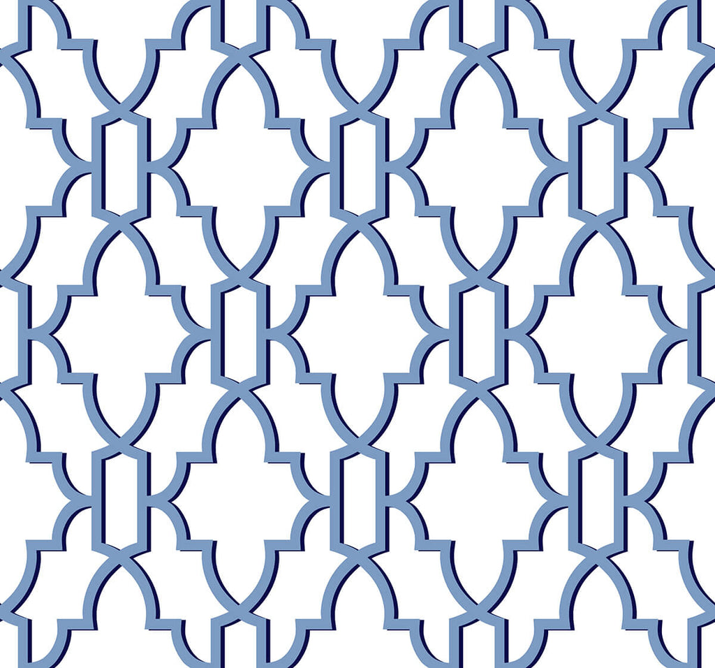Malibu PS Coastal Lattice Coastal Geometric - Riviera Blue | Peel and Stick Removable Wallpaper