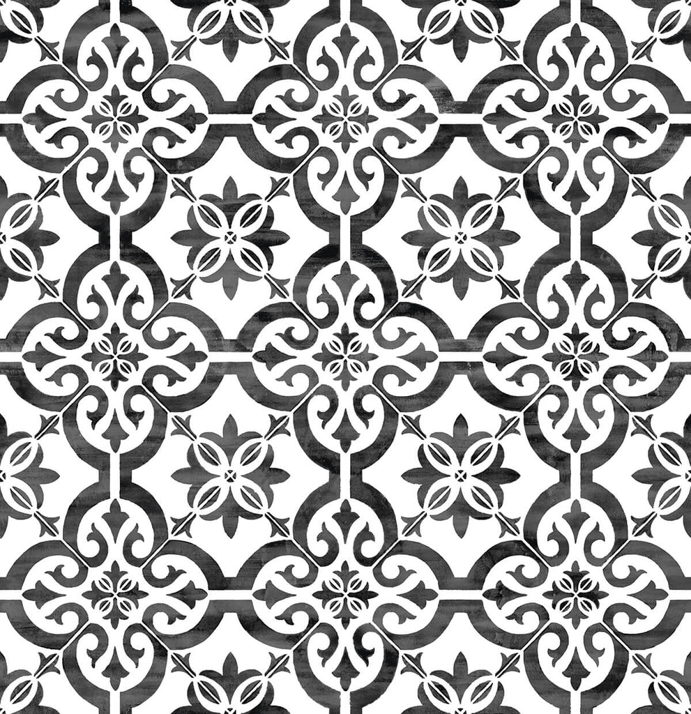 Malibu PS Porto Tile Coastal Tile - Onyx | Peel and Stick Removable Wallpaper