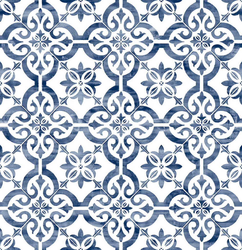 Malibu PS Porto Tile Coastal Tile - Riviera Blue | Peel and Stick Removable Wallpaper