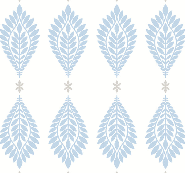 Malibu Ps Palm Frond Coastal Geometric - Blue Skies & Daydream Grey | Peel and Stick Removable Wallcovering