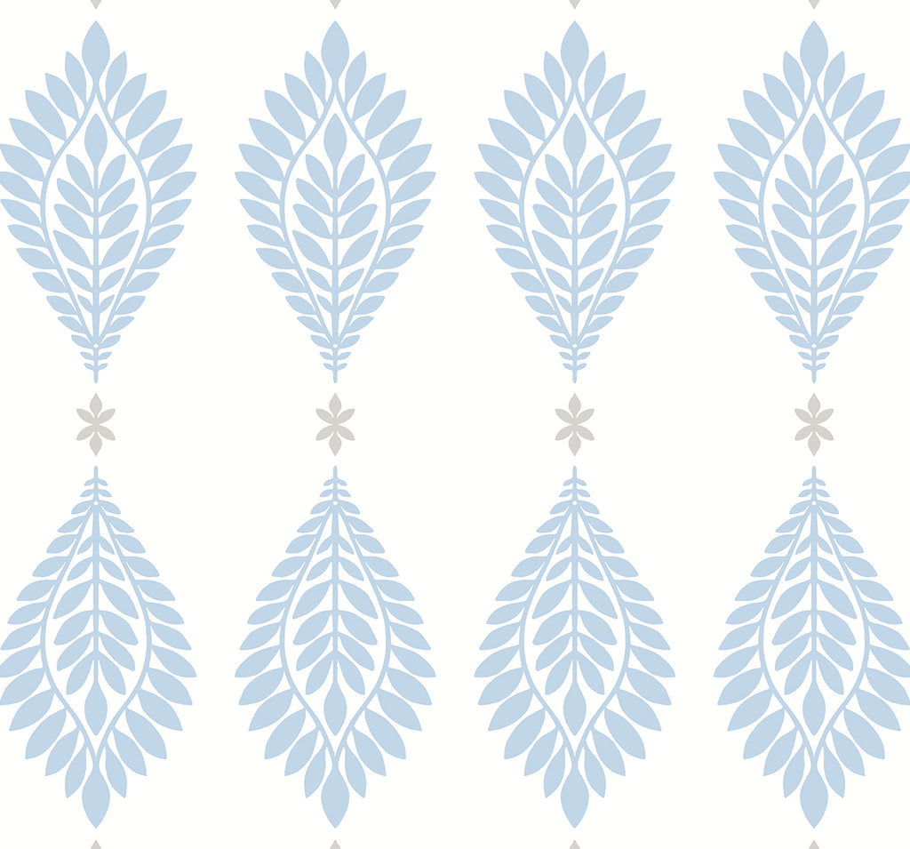 Malibu PS Palm Frond Coastal Geometric - Blue Skies & Daydream Grey | Peel and Stick Removable Wallpaper