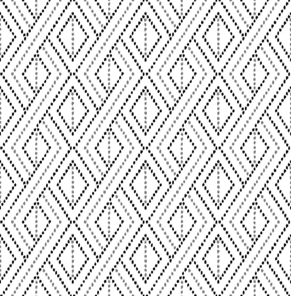 Malibu Ps Boho Grid Bohemian Geometric - Alloy | Peel and Stick Removable Wallcovering