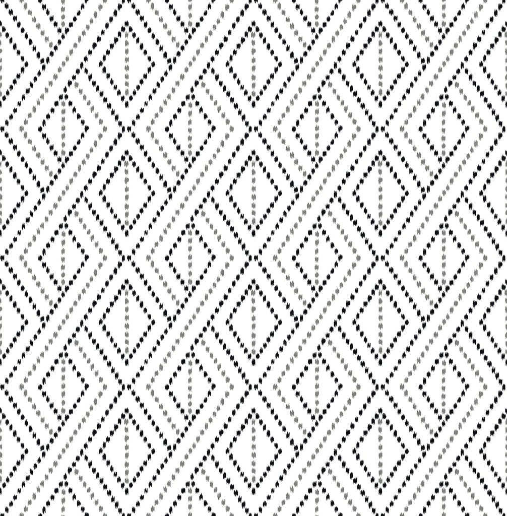 Malibu PS Boho Grid Bohemian Geometric - Alloy | Peel and Stick Removable Wallpaper