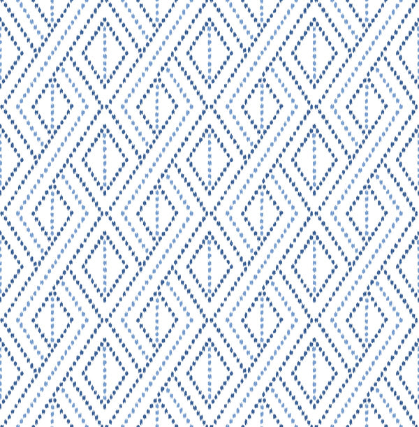 Malibu Ps Boho Grid Bohemian Geometric - Denim Blue | Peel and Stick Removable Wallcovering