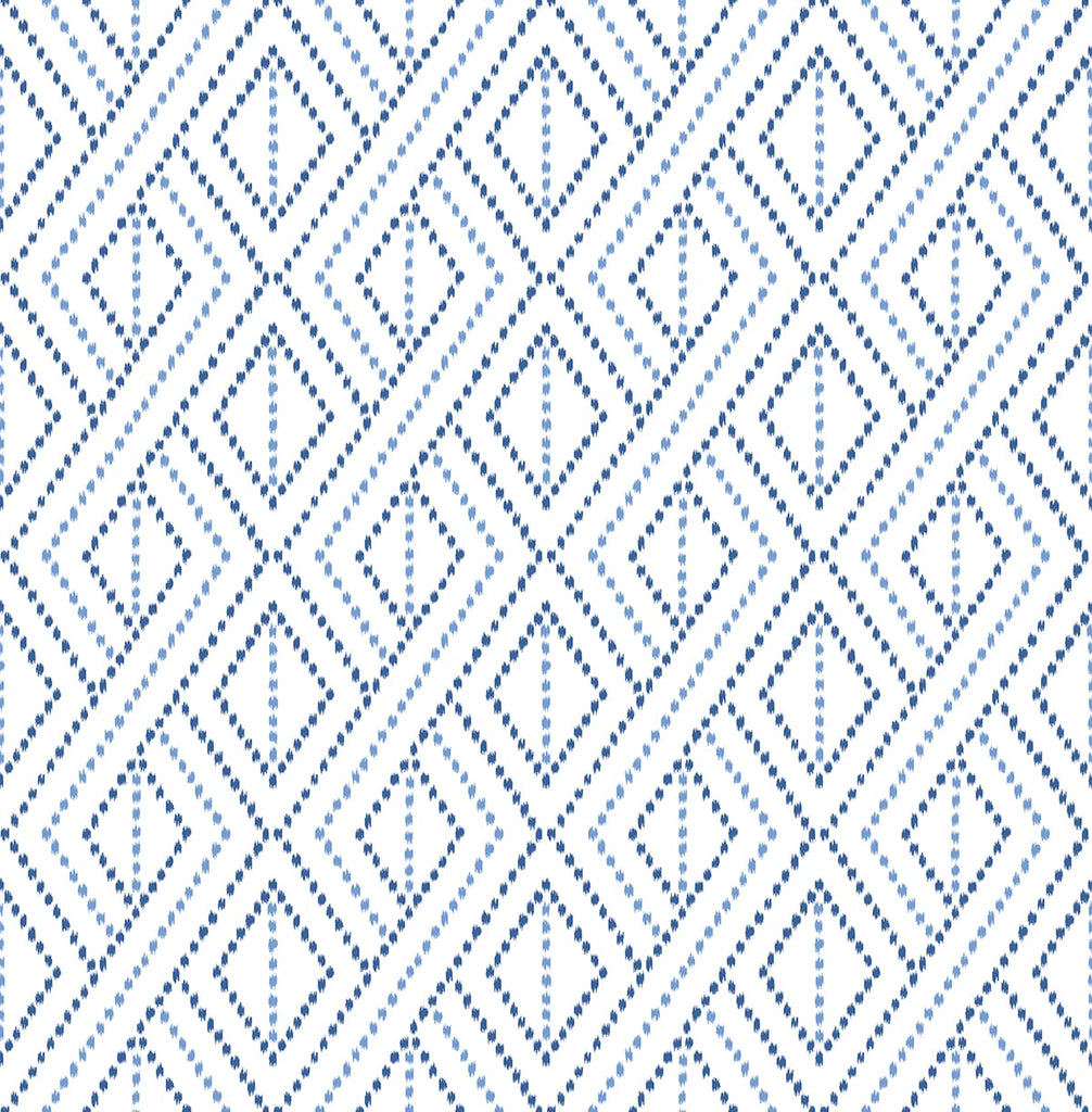 Malibu PS Boho Grid Bohemian Geometric - Denim Blue | Peel and Stick Removable Wallpaper