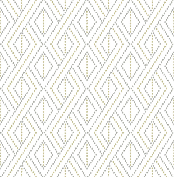 Malibu Ps Boho Grid Bohemian Geometric - Argos Grey & Yellow | Peel and Stick Removable Wallcovering
