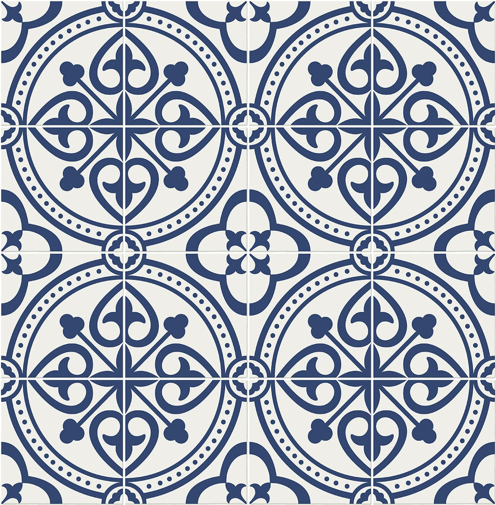Malibu PS Villa Mar Tile Coastal Tile - Denim Blue | Peel and Stick Removable Wallpaper