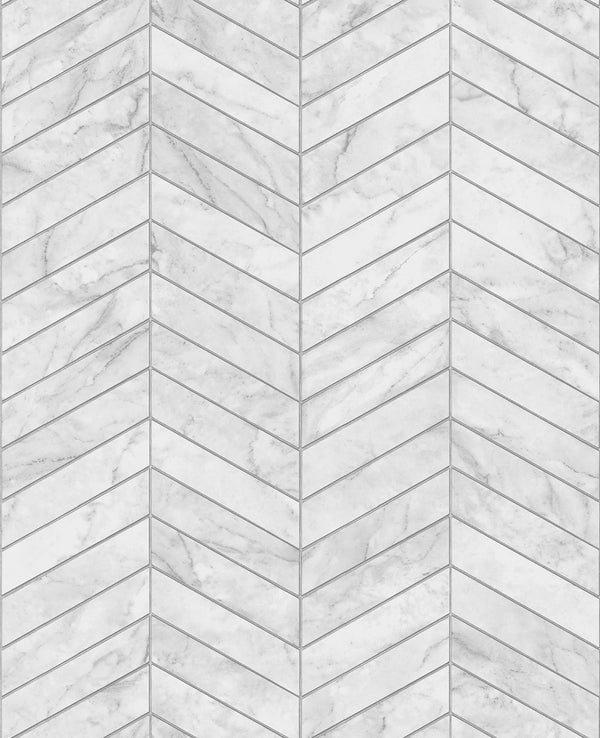 Malibu Ps Marbled Chevron Contemporary Tile - Calcutta & Argos Grey | Peel and Stick Removable Wallcovering