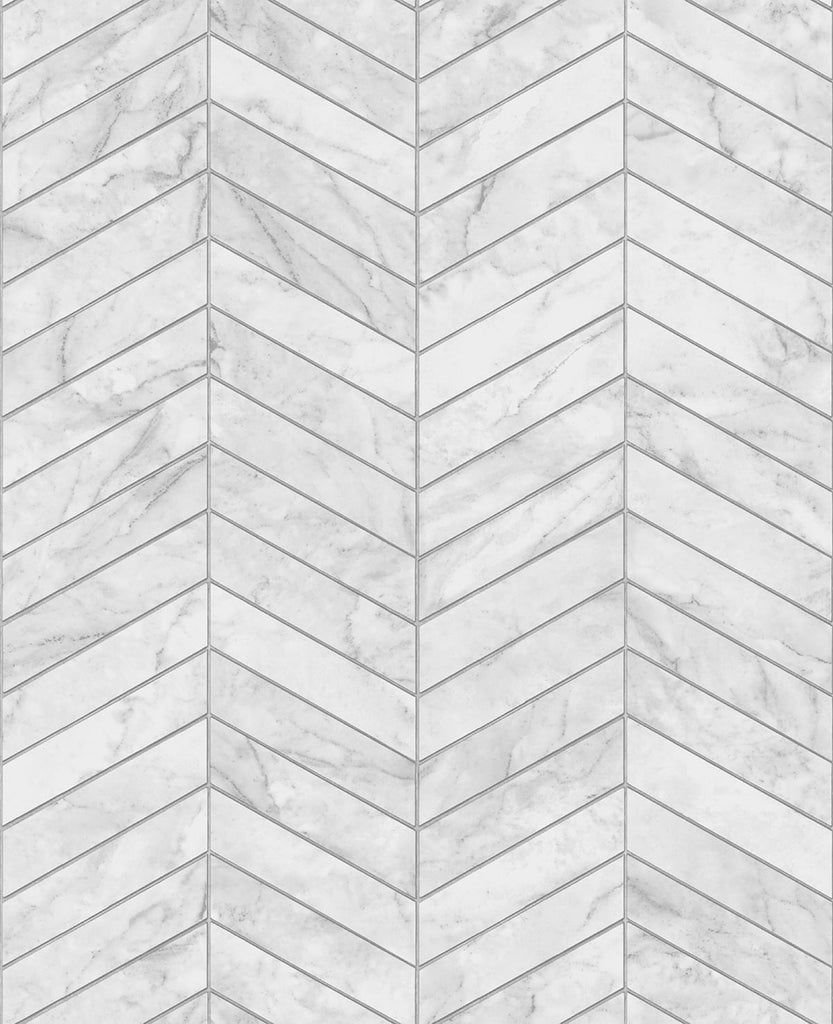 Malibu PS Marbled Chevron Contemporary Tile - Calcutta & Argos Grey | Peel and Stick Removable Wallpaper