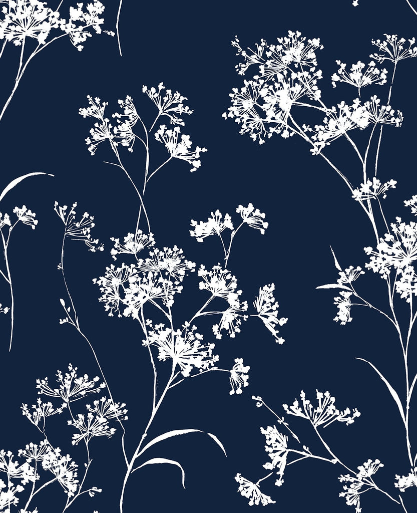 Malibu PS Floral Mist Contemporary Floral - Hampton Blue | Peel and Stick Removable Wallpaper