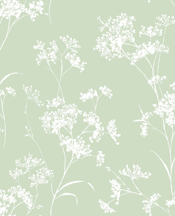 Malibu Ps Floral Mist Contemporary Floral - Seacrest Green | Peel and Stick Removable Wallcovering