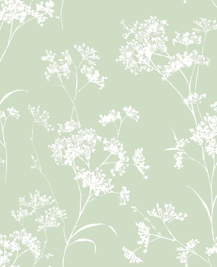 Malibu PS Floral Mist Contemporary Floral - Seacrest Green | Peel and Stick Removable Wallpaper