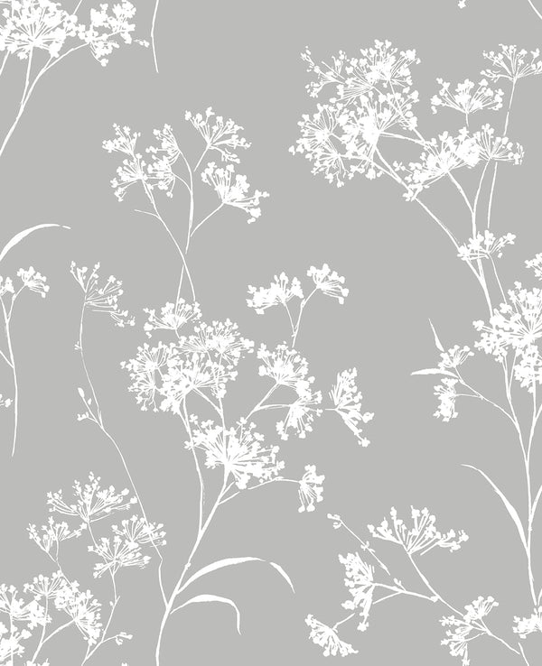 Malibu Ps Floral Mist Contemporary Floral - Alloy | Peel and Stick Removable Wallcovering