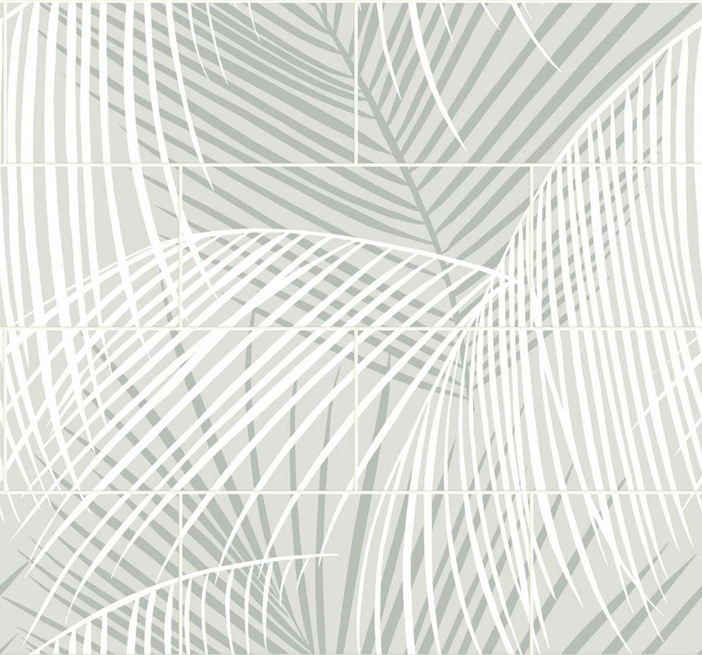 Malibu PS Palm Tile Coastal Botanical - Sea Salt | Peel and Stick Removable Wallpaper