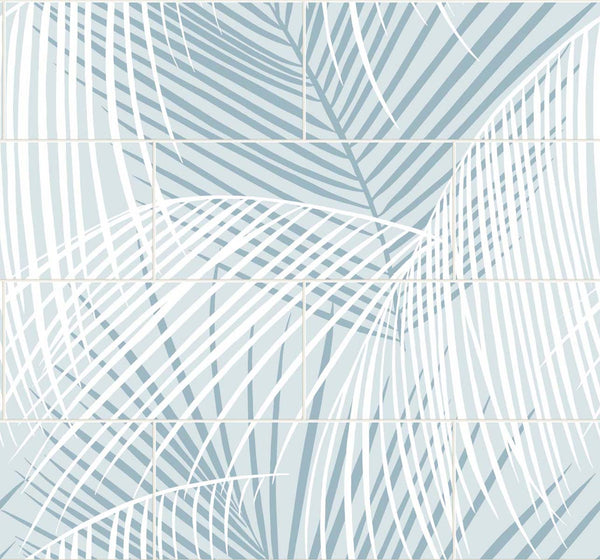 Malibu Ps Palm Tile Coastal Botanical - Summer Skies | Peel and Stick Removable Wallcovering