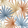 Malibu PS Tropic Palm Toss Tropical Botanical - Charlotte Blue & Soft Melon | Peel and Stick Removable Wallpaper