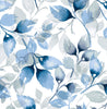Malibu PS Watercolor Tossed Leaves Contemporary Botanical - Blue Lagoon | Peel and Stick Removable Wallpaper