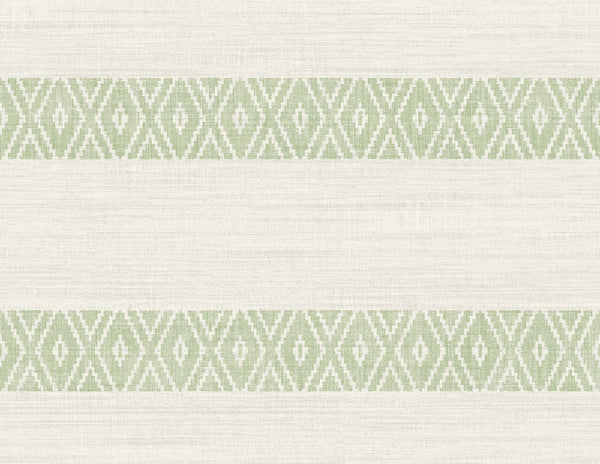 Malibu Alani Geo Stripe Wallpaper - Coastal Stripe - Aloe | Malibu Wallpaper