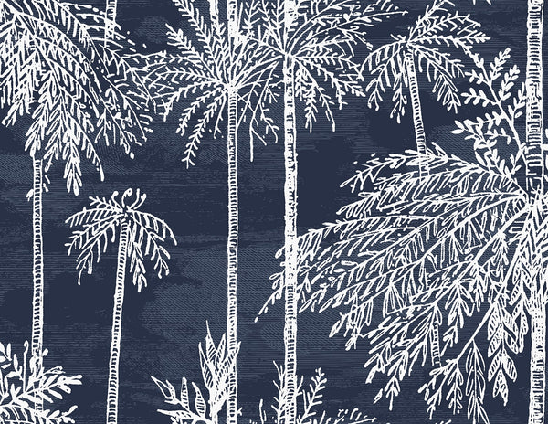 Malibu Palm Grove  Wallpaper - Coastal Botanical - Midnight Sky | Malibu Wallpaper