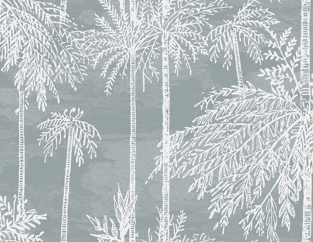Malibu Palm Grove  Wallpaper - Coastal Botanical - Bluestone | Malibu Wallpaper