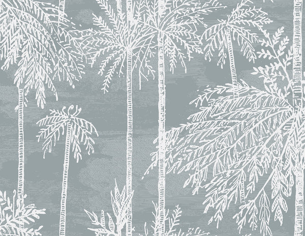 Malibu Palm Grove  Wallpaper - Coastal Botanical - Bluestone | Malibu Wallpaper
