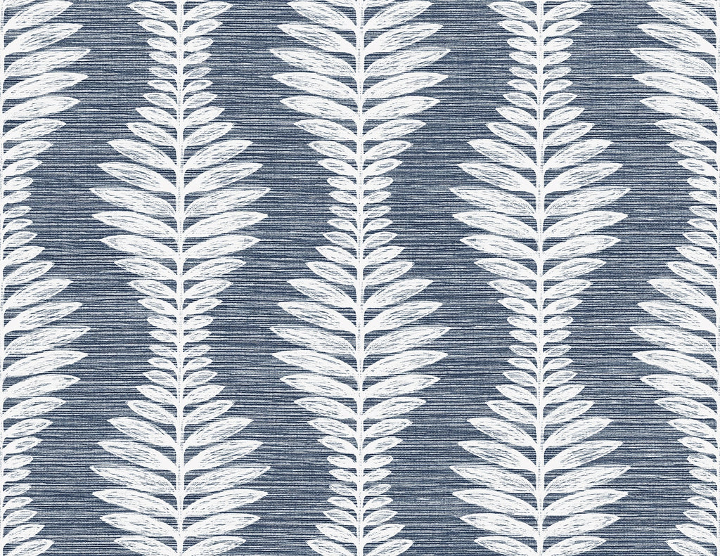 Malibu Carina Leaf Ogee Wallpaper - Coastal Botanical - Midnight Sky | Malibu Wallpaper