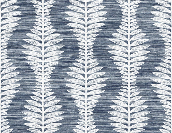 Malibu Carina Leaf Ogee Wallpaper - Coastal Botanical - Midnight Sky | Malibu Wallpaper